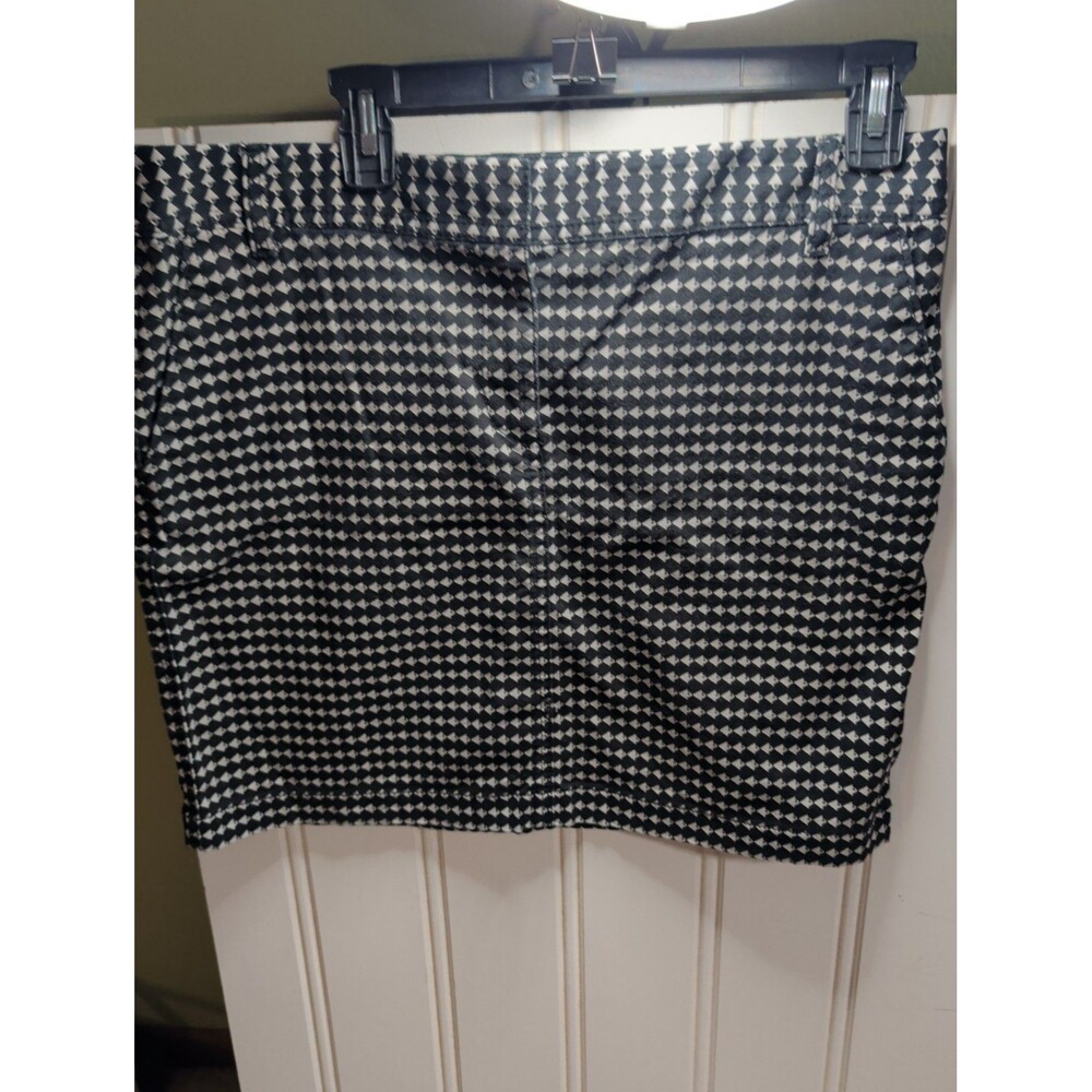 LOFT Ann Taylor Geometric Textured Mini Skirt Black White Size 10